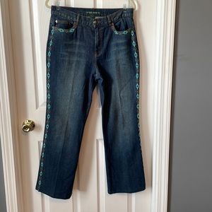 Ralph Laure Vintage 90’s Turquoise beaded Jeans.